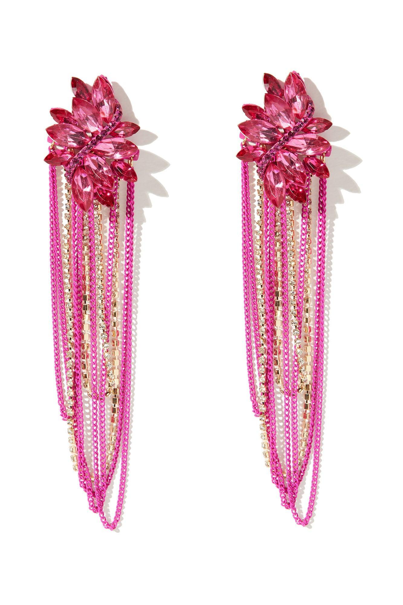 Top Pick Floral Earrings - Fuchsia Product Image