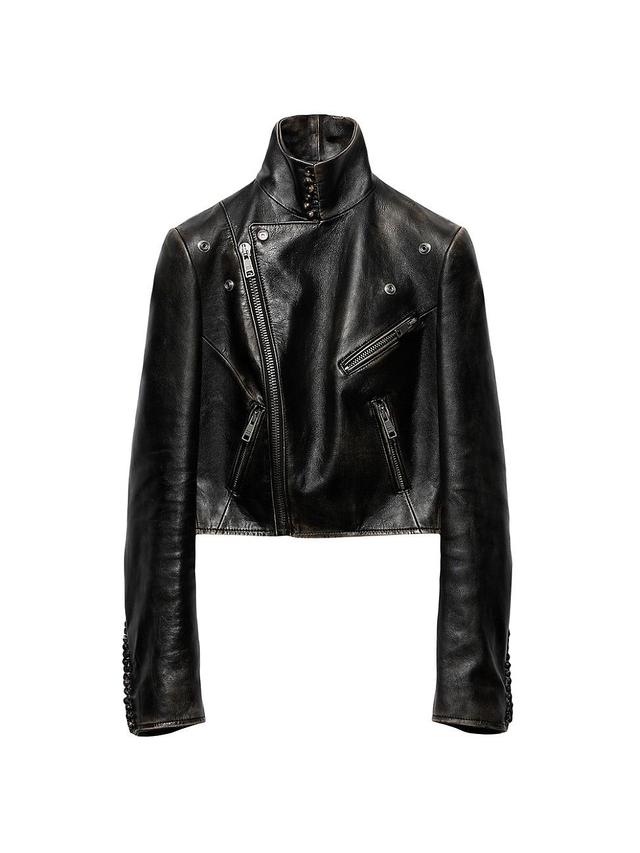 Womens Leather Biker Jacket Product Image