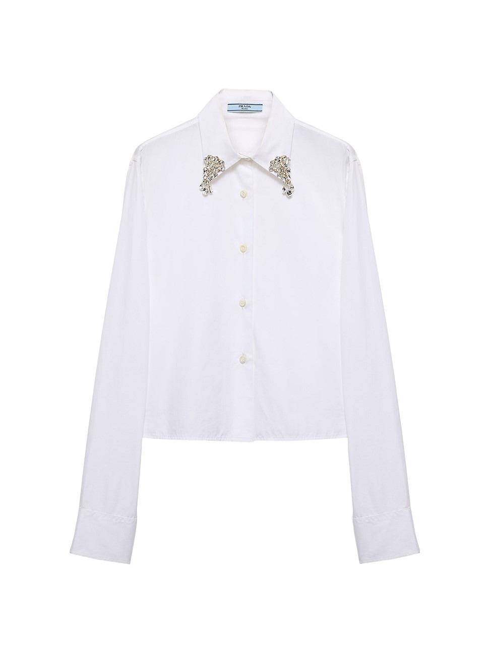 Womens Embroidered Poplin Shirt Product Image