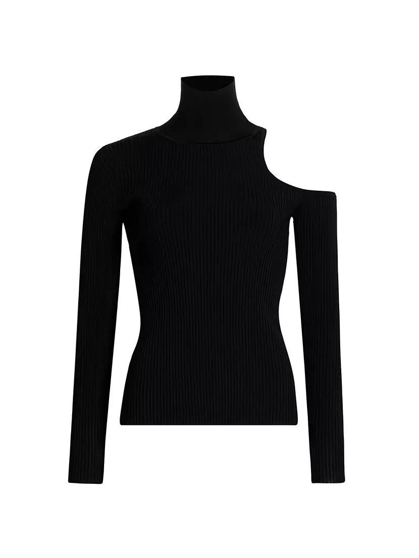 Rooney Rib-Knit Cut-Out Shoulder Top Product Image