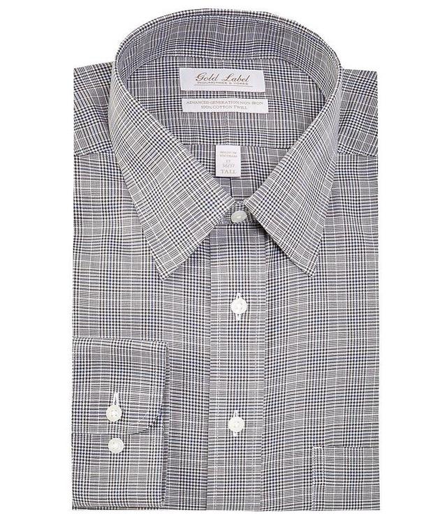 Gold Label Roundtree & Yorke Big & Tall Non-Iron Point Collar Glen Plaid Twill Dress Shirt Product Image