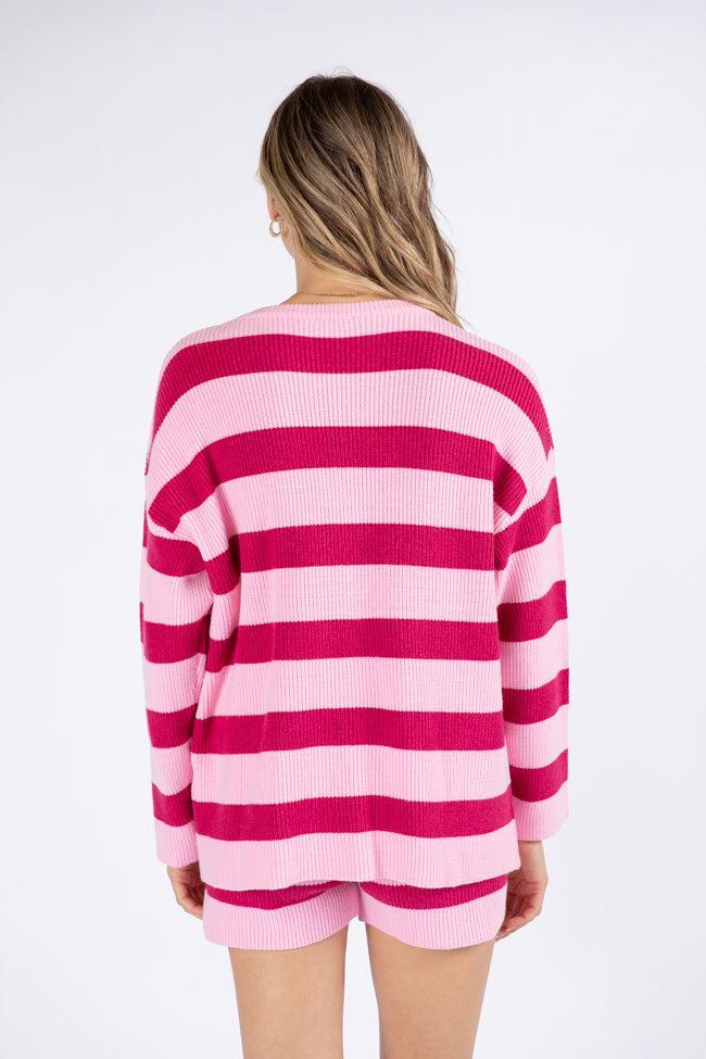 Sign Of The Times Pink and Wine Striped Sweater Set Product Image