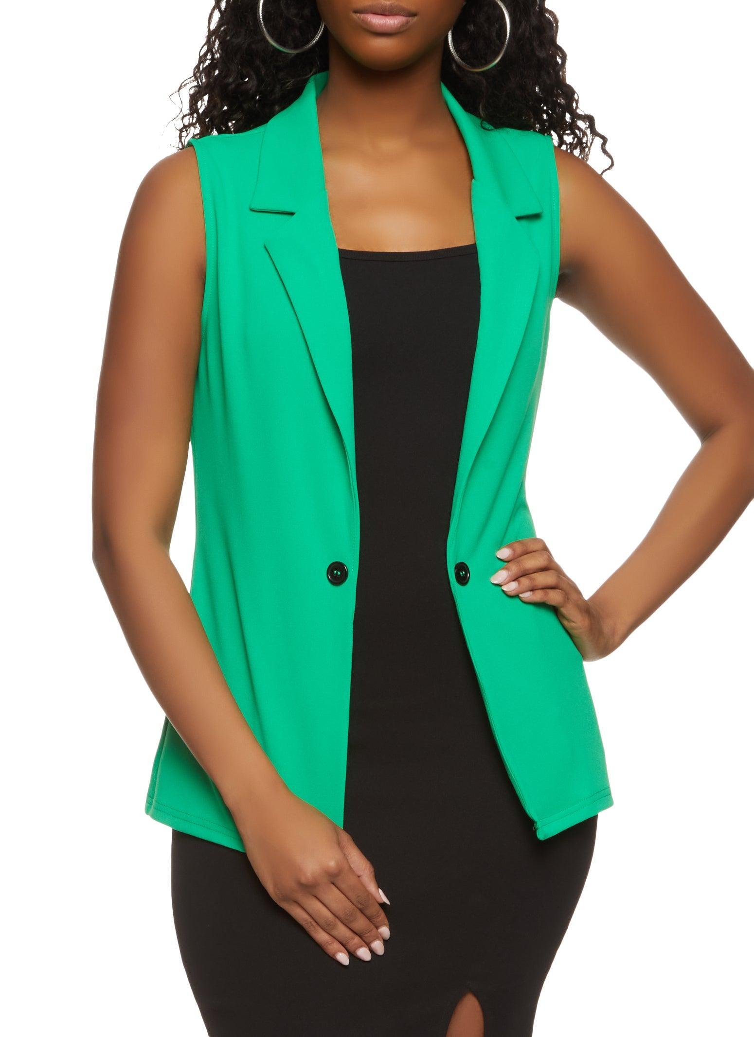 Womens Crepe Knit Single Button Blazer Vest Product Image