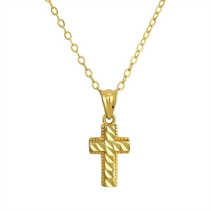 Forever 14K 14k Gold Diamond Cut Cross Pendant Necklace, Womens Product Image