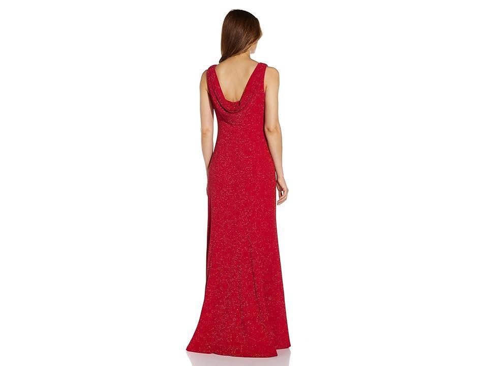 Adrianna Papell Long Stretch Metallic Knit Cowl Back Gown (True ) Women's Dress Product Image