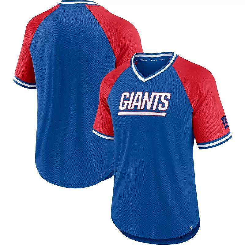 Mens Fanatics Branded Royal/Red New York Giants Second Wind Raglan V-Neck T-Shirt Product Image