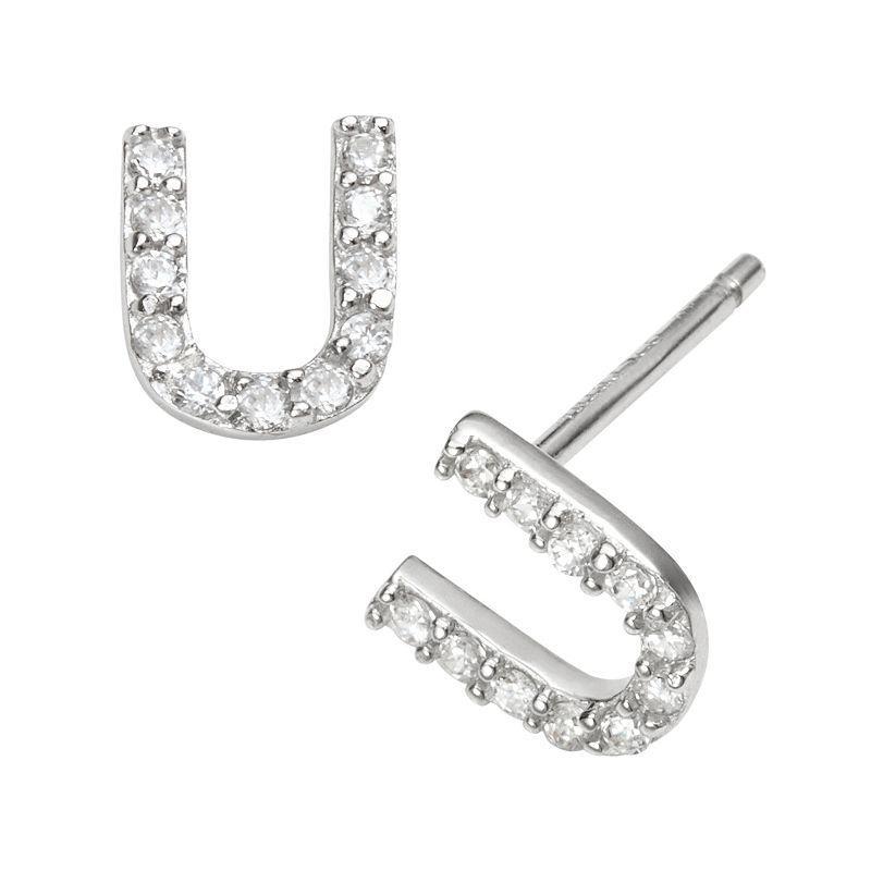 Sophie Miller Sterling Silver Cubic Zirconia Initial Stud Earrings, Womens Product Image