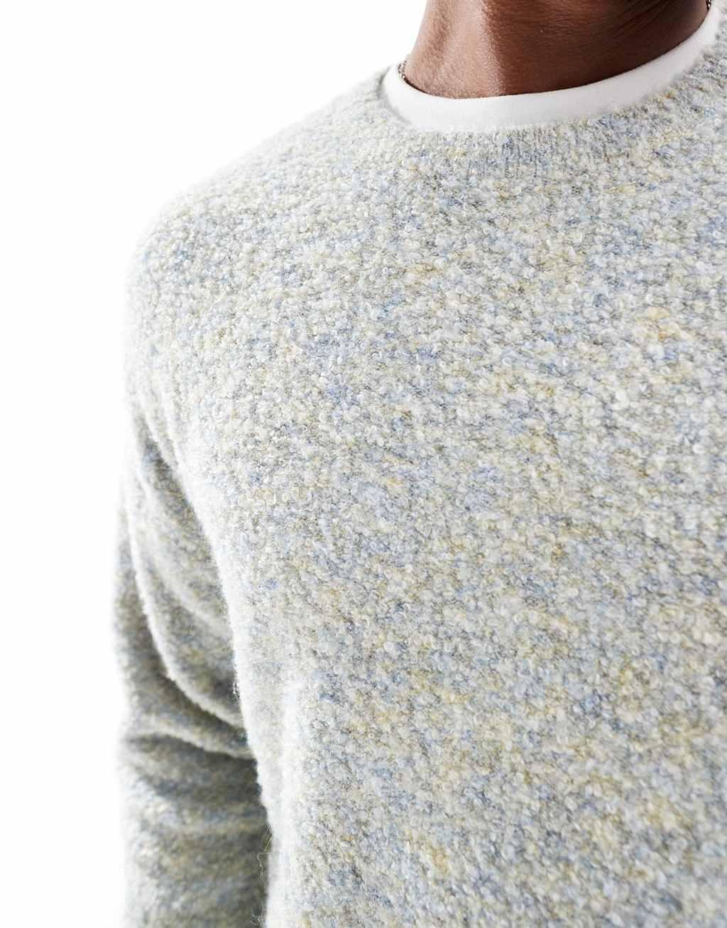 ASOS DESIGN relaxed knitted crew neck sweater in blue space dye Product Image