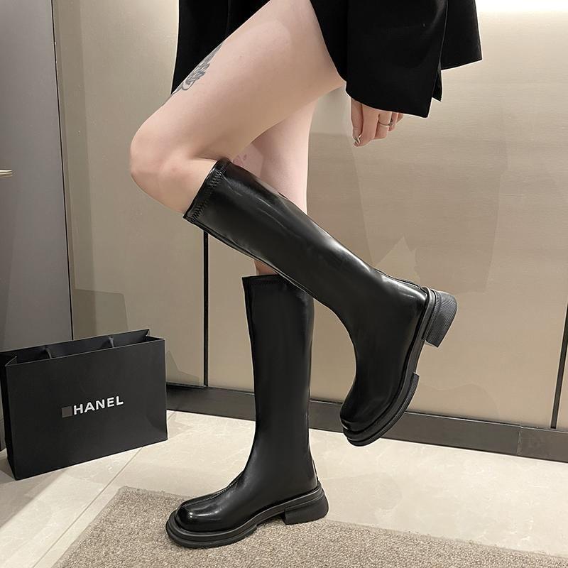 Faux Leather Platform Tall Boots Product Image