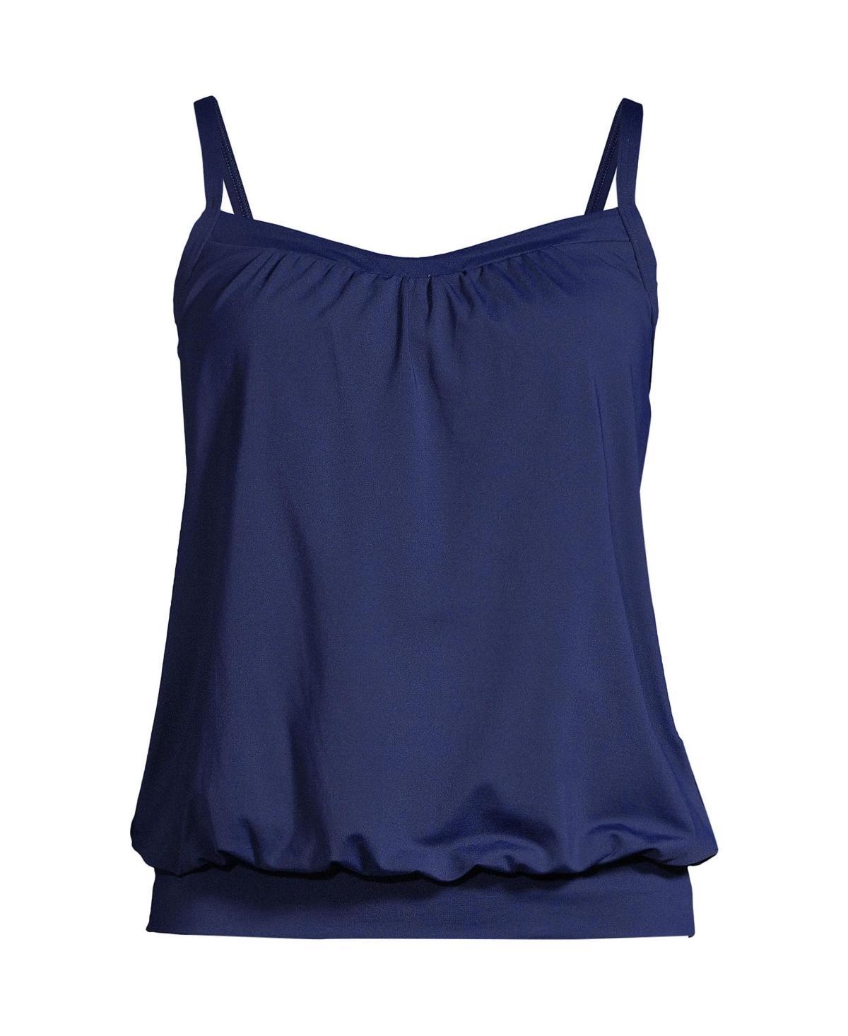 Lands End Womens Long Blouson Tummy Hiding Tankini Swimsuit Top Adjustable Straps Product Image