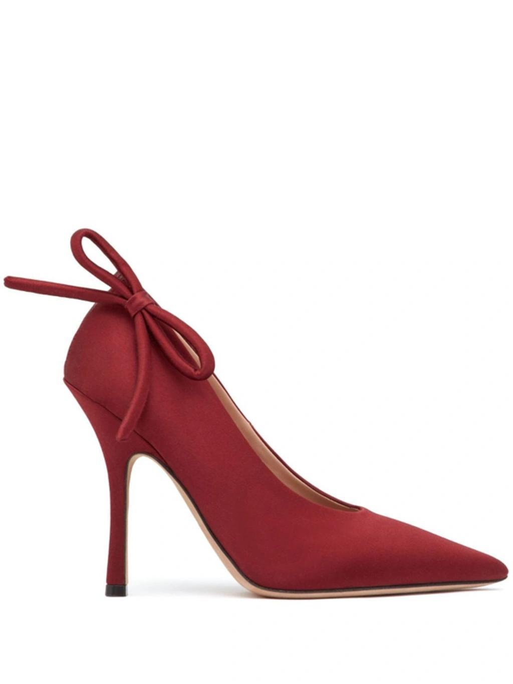 Nite-out Bow-detailed Satin Pumps In Maroon Product Image