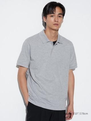 Mens Dry Pique Short Sleeve Polo Shirt Gray Small UNIQLO US Product Image