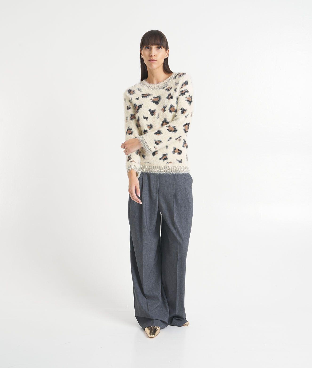 Animal print sweater with strass Product Image