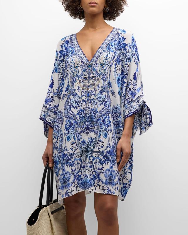 Womens Silk Tie-Sleeve Caftan Product Image