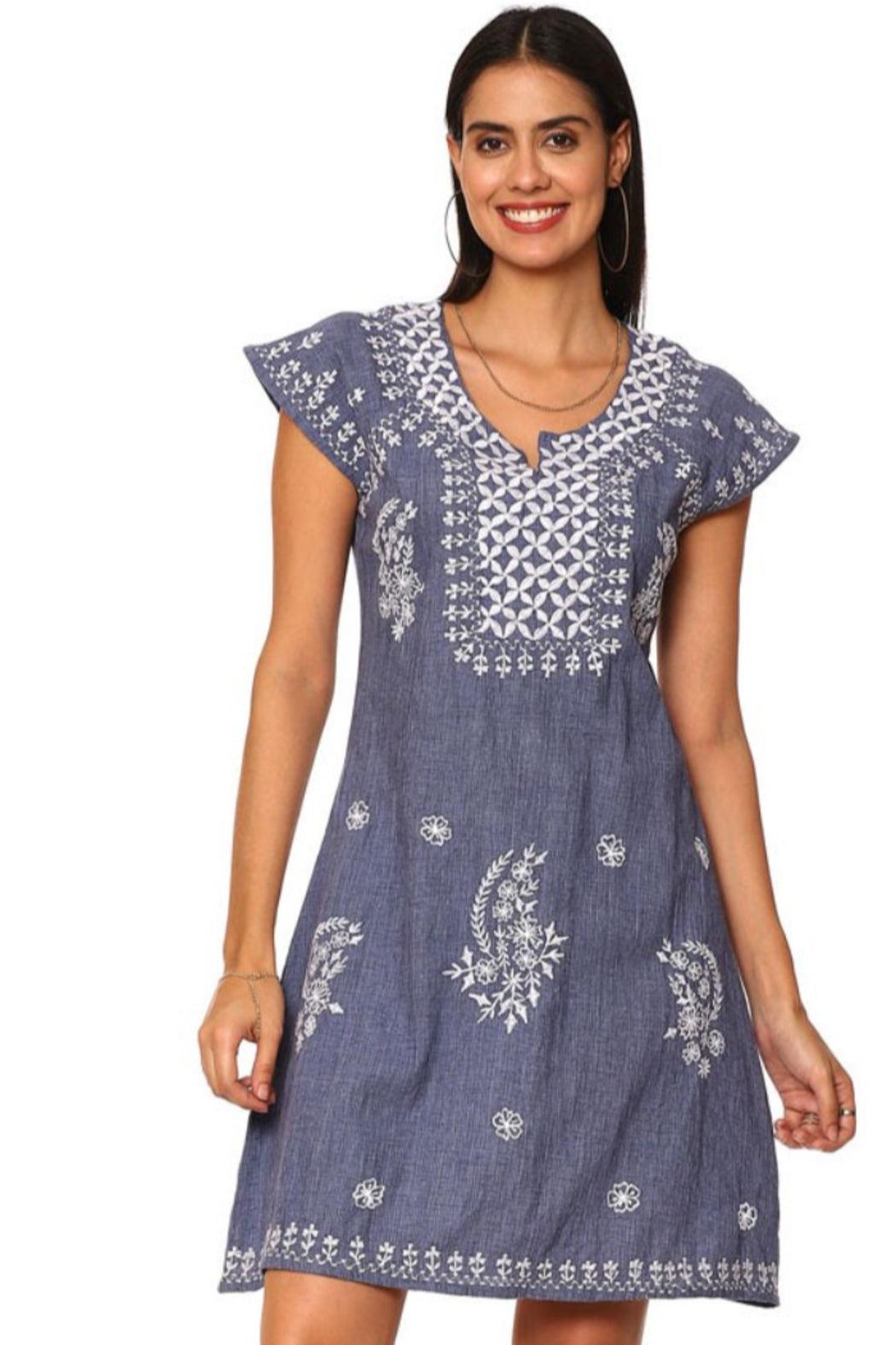 Emerson denim embroidered dress Product Image