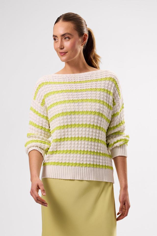 Stripe Novelty Sweater - Ivory Lime Stripe Product Image