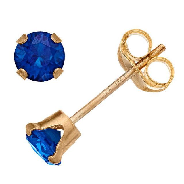 Pure Gem Collection 10k Gold Lab-Created Sapphire Stud Earrings, Womens, Blue Product Image