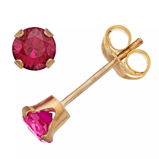 Pure Gem Collection 10k Gold Simulated Ruby Stud Earrings, Womens, Red Product Image