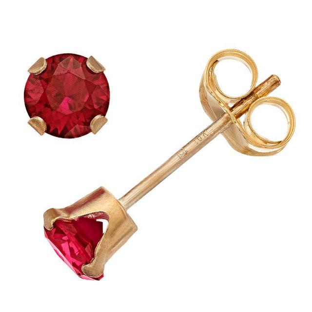 Pure Gem Collection 10k Gold 4 mm Garnet Stud Earrings, Womens Product Image