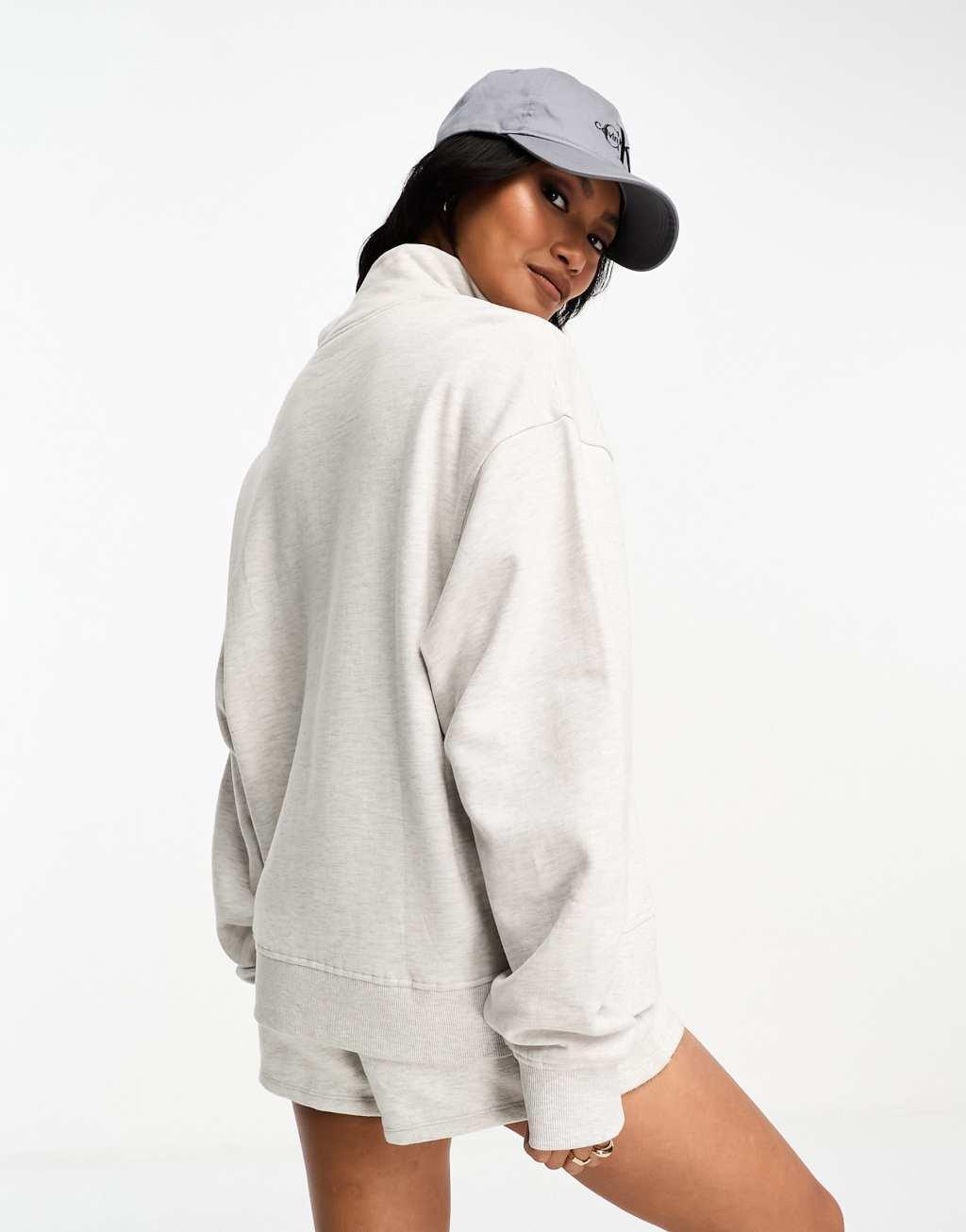 ASOS DESIGN half zip sweatshirt in ice heather Product Image