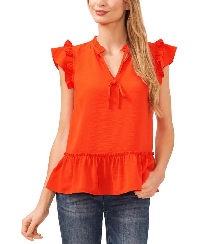 CeCe Womens Ruffle-Sleeve Peplum Top Product Image