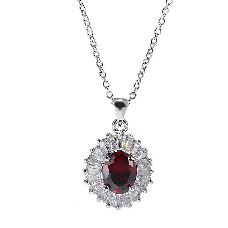 A&M Silver Tone Layered Cubic Zirconia Pendant Necklace, Womens Product Image