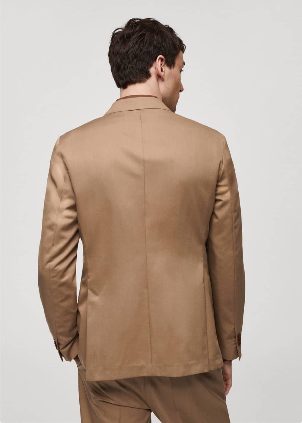 MANGO MAN - Virgin wool double-breasted suit blazer brownMen Product Image