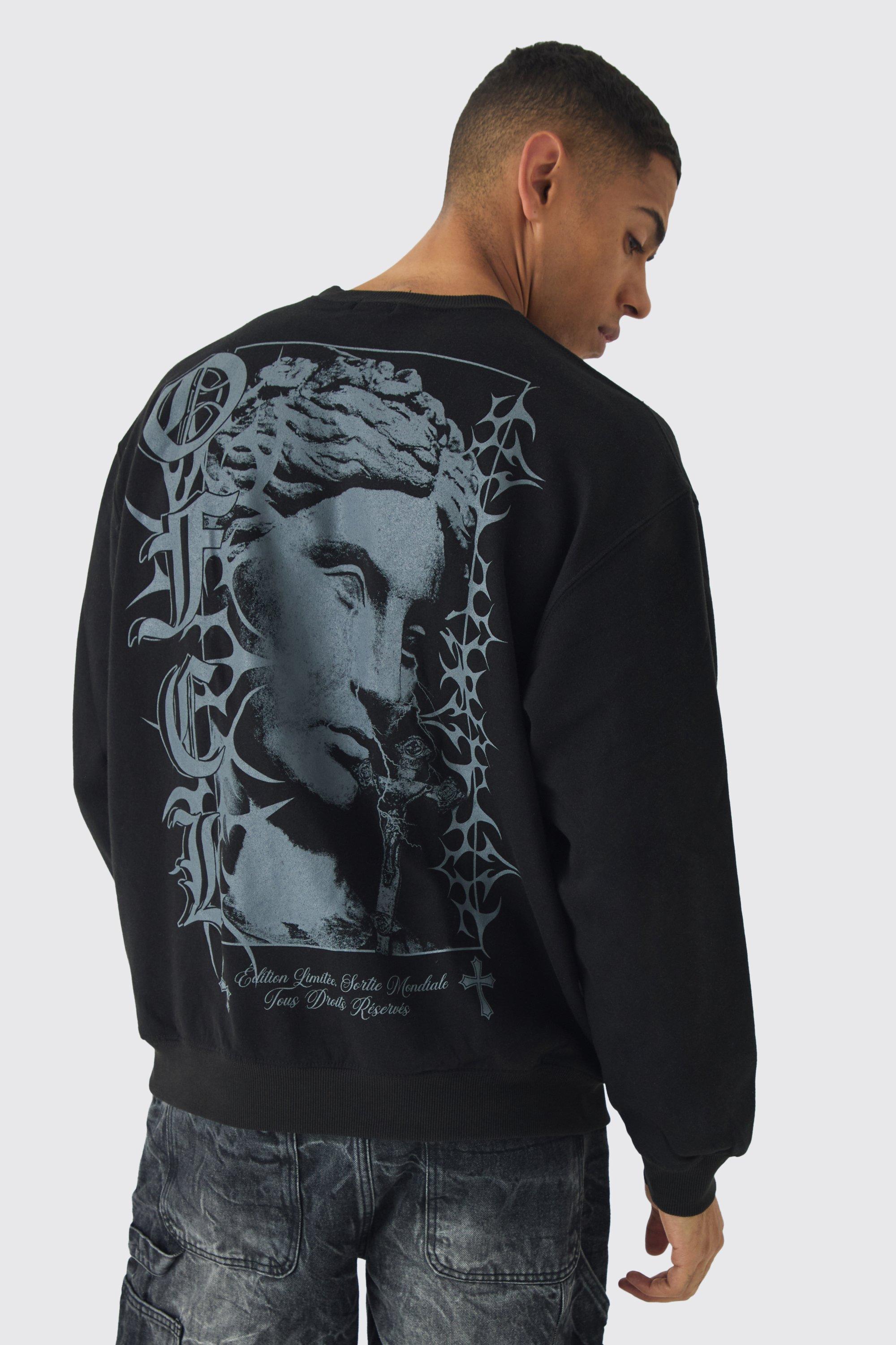 Oversized OFCL Tonal Renaissance Print Sweatshirt | boohooMAN USA Product Image