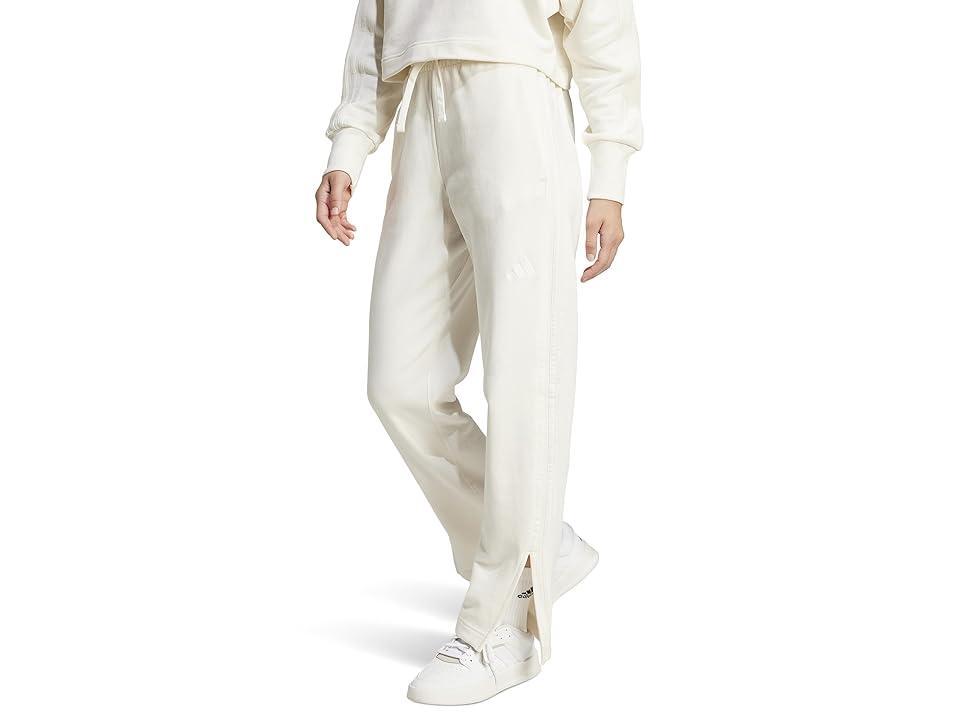 adidas All SZN French Terry 3-Stripes Straight Leg Pants (Off White) Women's Clothing product image