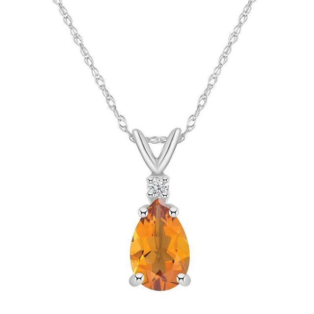 Citrine (1 ct. t.w.) and Diamond Accent Pendant Necklace in 14K Yellow Gold or 14K White Gold Product Image