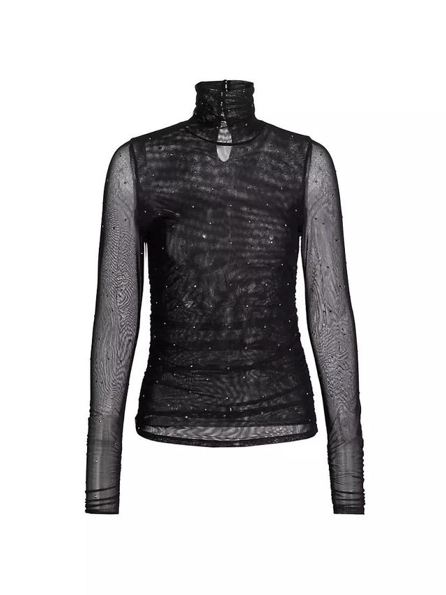 Heatset Shirred Mesh Turtleneck Top Product Image