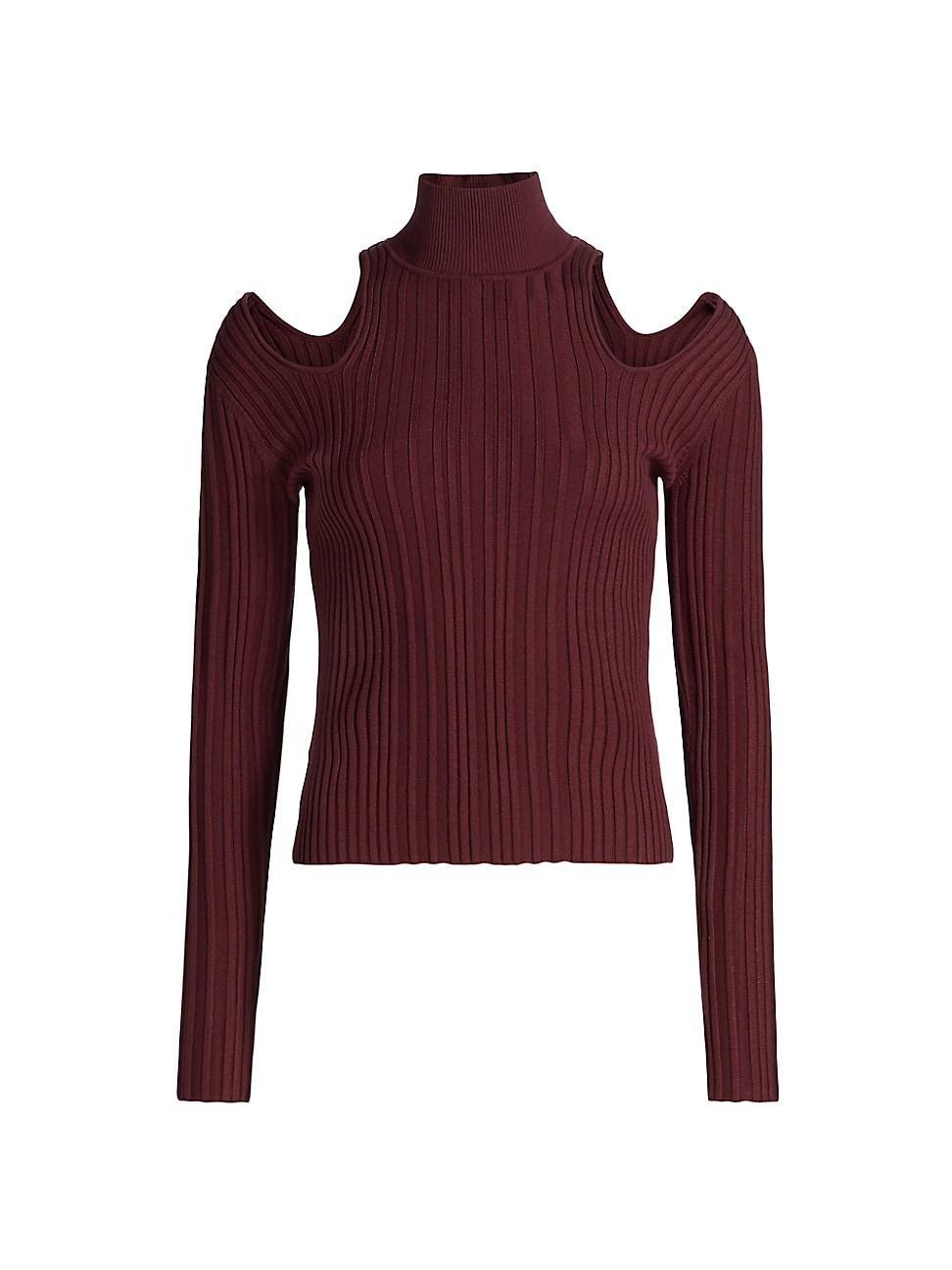 Womens Natalia Rib-Knit Cut-Out Turtleneck Sweater Product Image