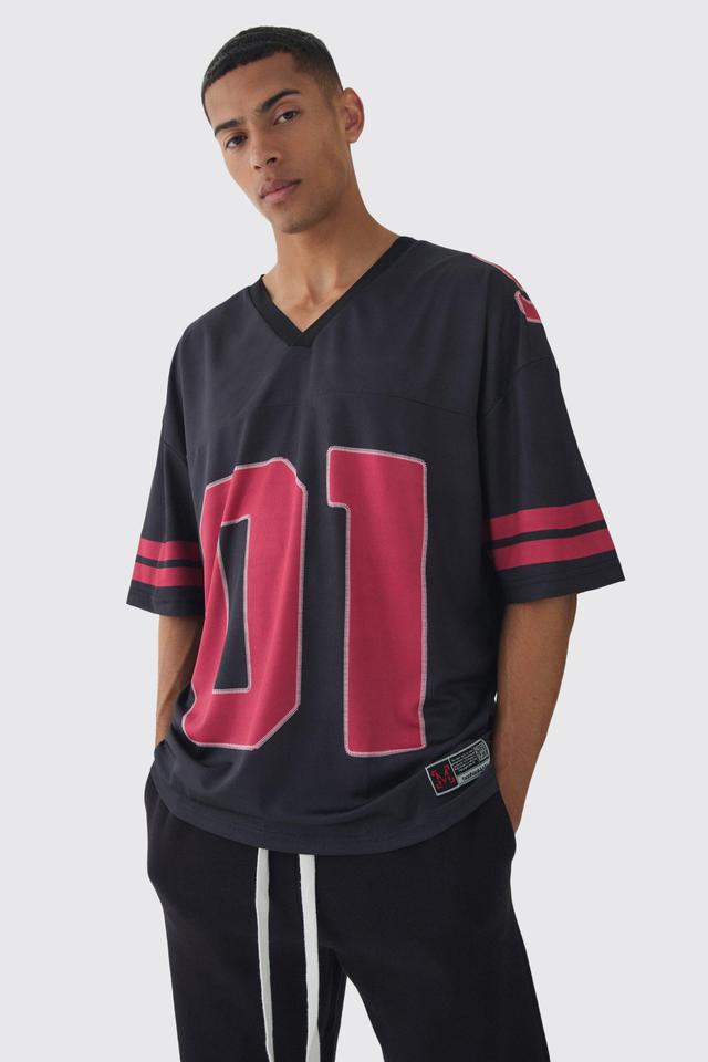 Oversized Varsity Mesh Top | boohooMAN USA Product Image