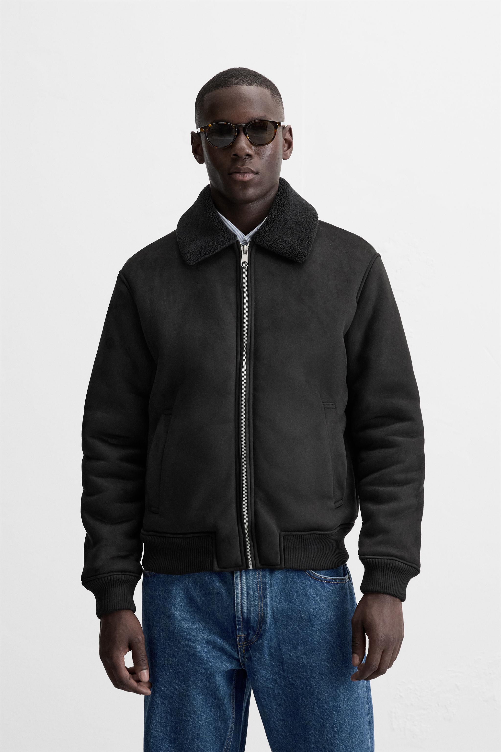 CONTRASTING FAUX SUEDE JACKET Product Image