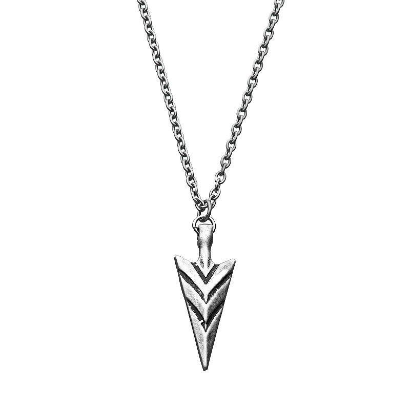 Mens Stainless Steel Arrowhead Pendant Necklace Silver Tone Product Image