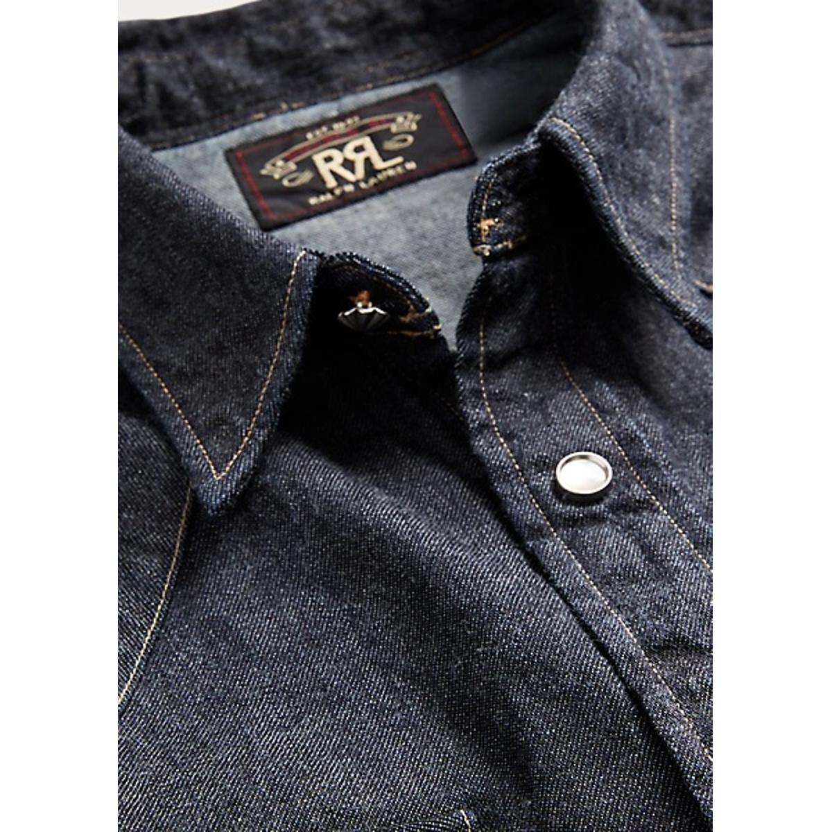 Slim Fit Denim Western Shirt Rinse Product Image