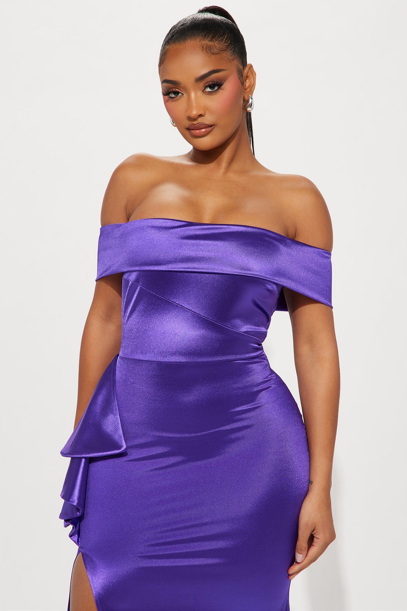 Coralie Off Shoulder Gown - Purple Product Image