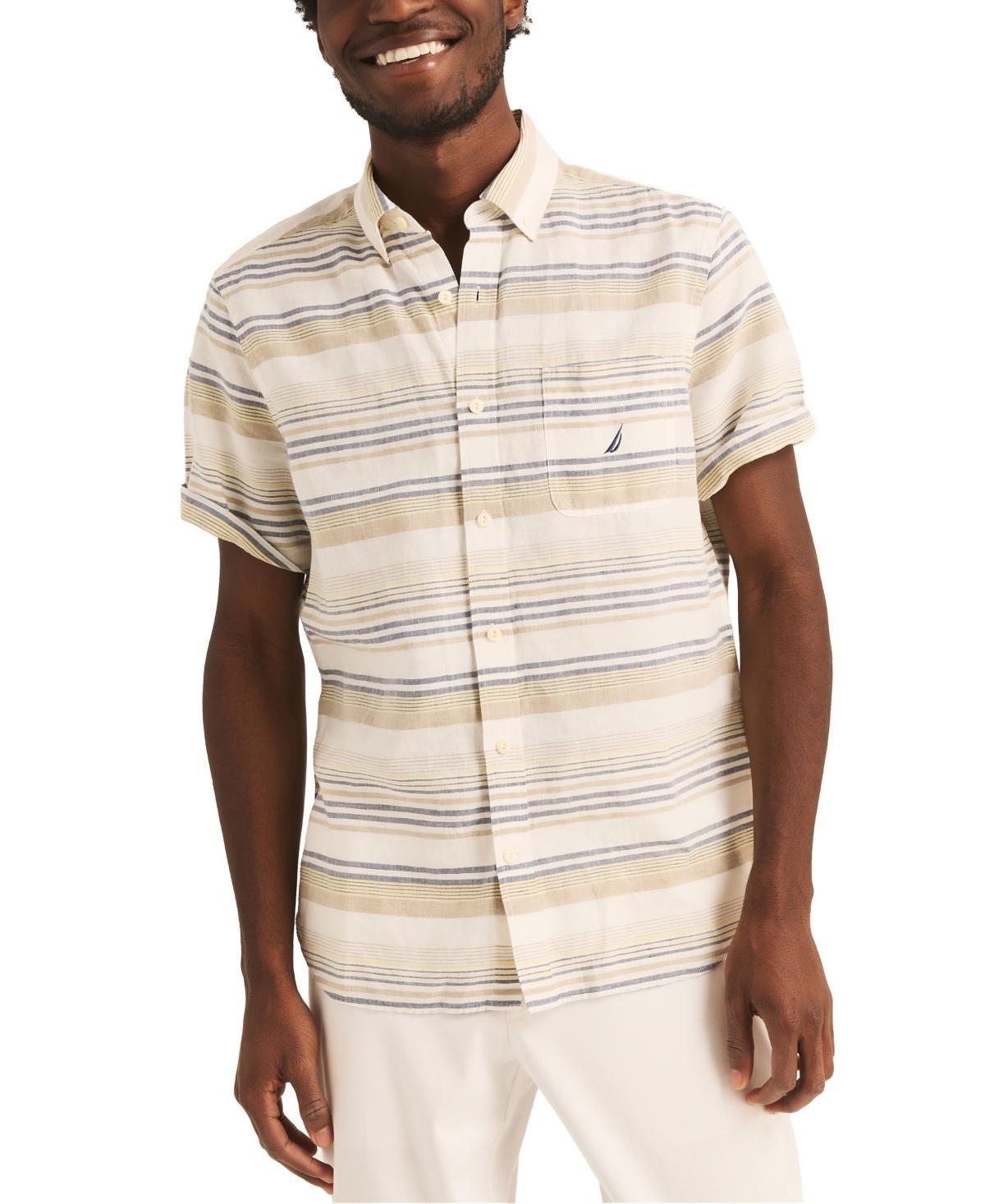 Nautica Mens Striped Short Sleeve Button-Down Shirt Product Image