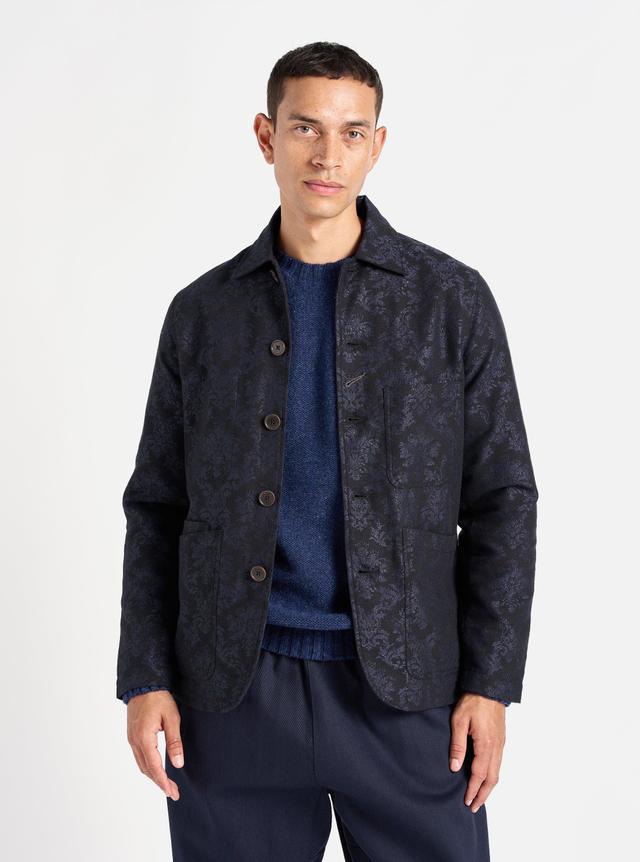 Universal Works Bakers Jacket in Black Starry Night Cotton Mix Product Image