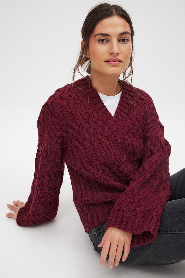 Cable Knitted V-Neck Sweater Product Image