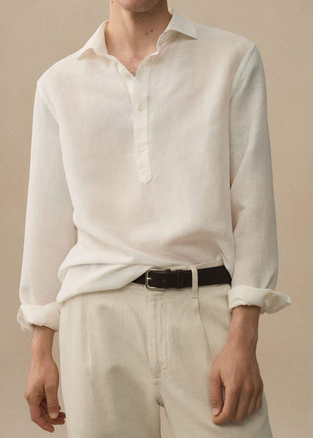 MANGO MAN - Relaxed fit tencel linen shirt off whiteMen Product Image