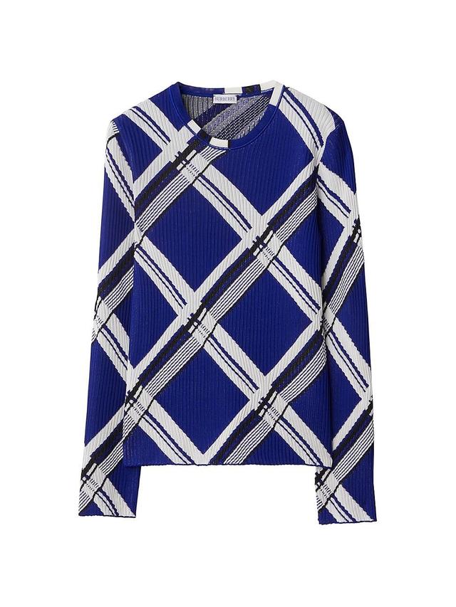 Womens Check Rib-Knit Silk Top Product Image