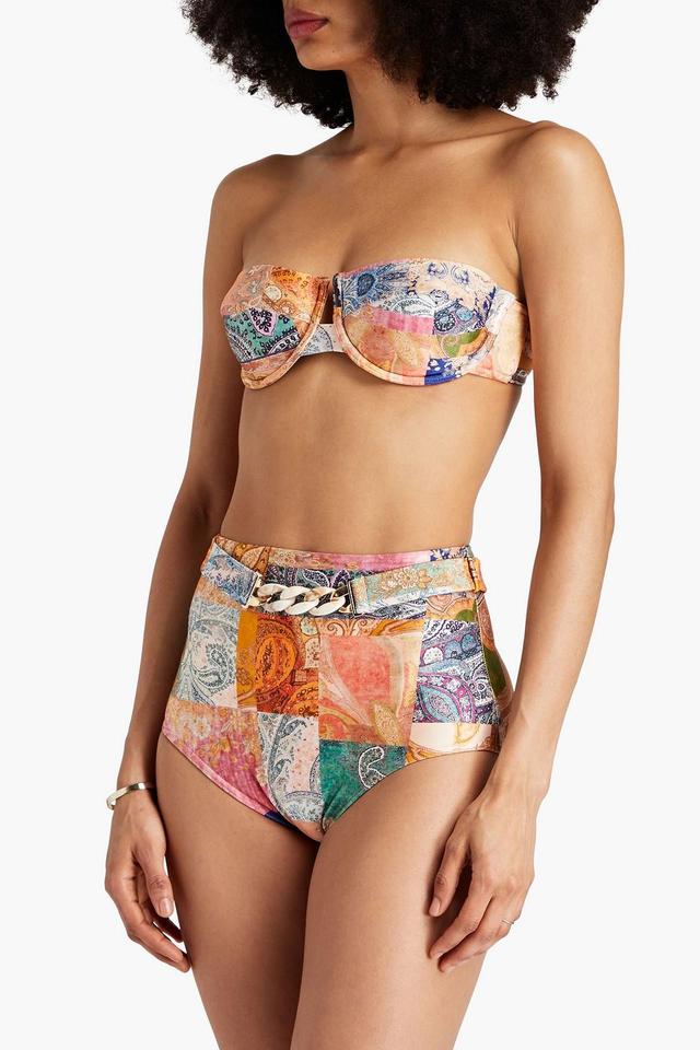 Bandeau-bikini-oberteil Mit Paisley-print In Orange Product Image