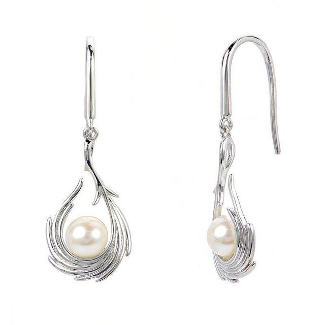 PearLustre by Imperial Sterling Silver Freshwater Cultured Pearl Feathered Look Drop Earrings, Womens Product Image