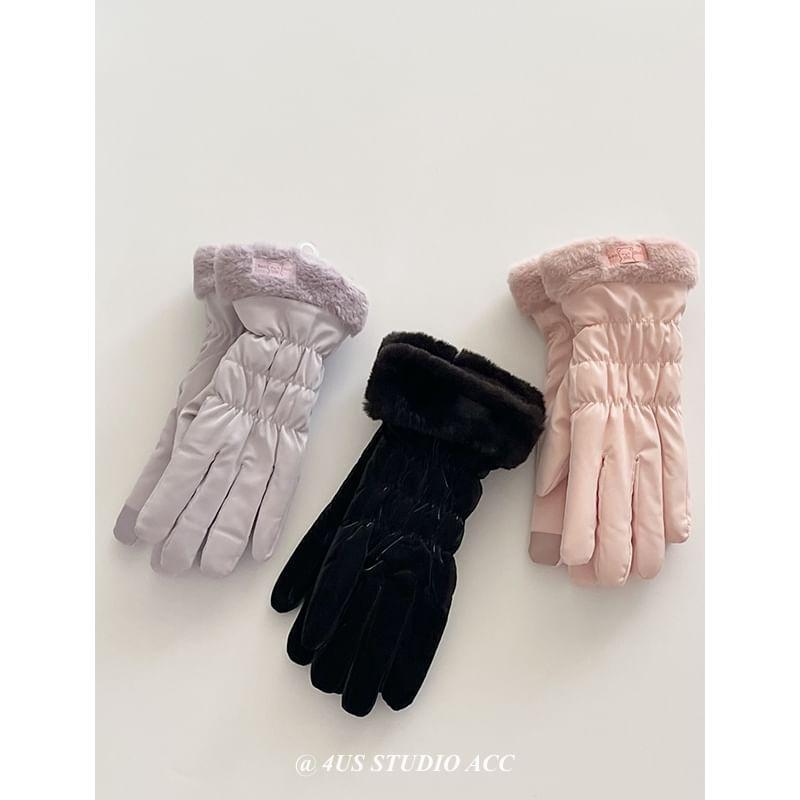 Panel Fluffy Fleece-Lined Gloves Product Image