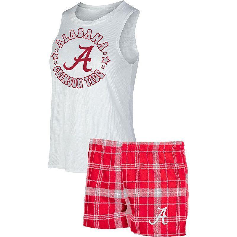 Womens Concepts Sport Crimson/White Alabama Crimson Tide Ultimate Flannel Tank Top & Shorts Sleep Set Product Image