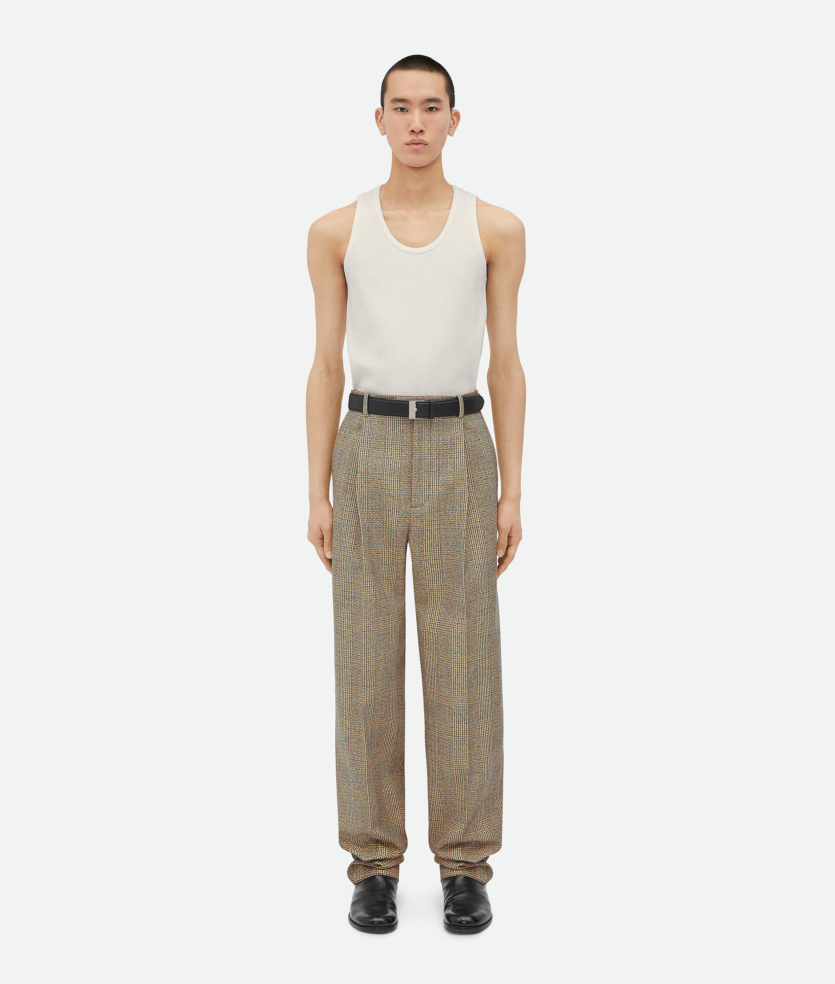 Men's Prince Of Wales Wool Trousers in Beige/yellow/blue Product Image