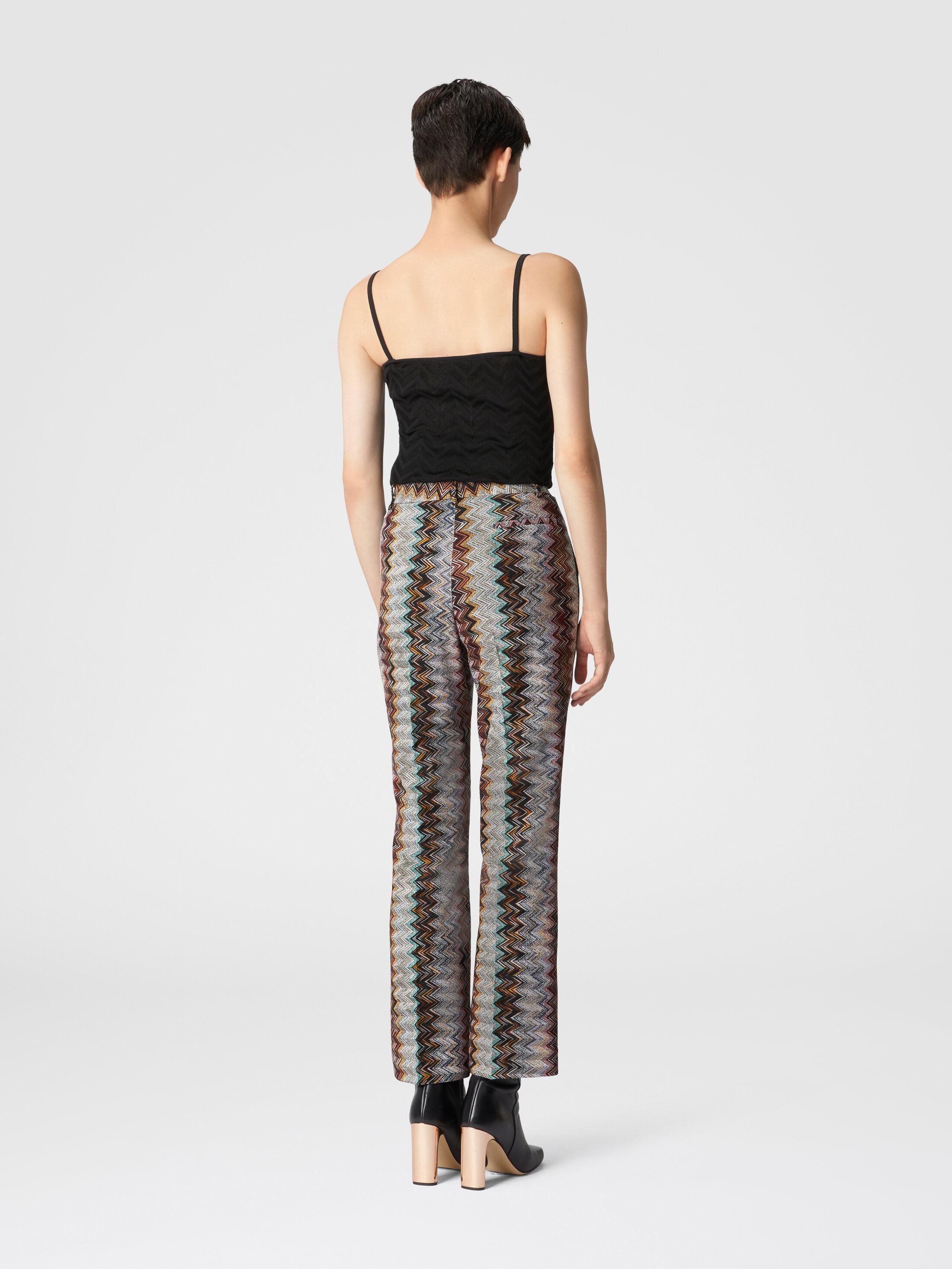 Cropped trousers with lamé slub zigzag motif Product Image