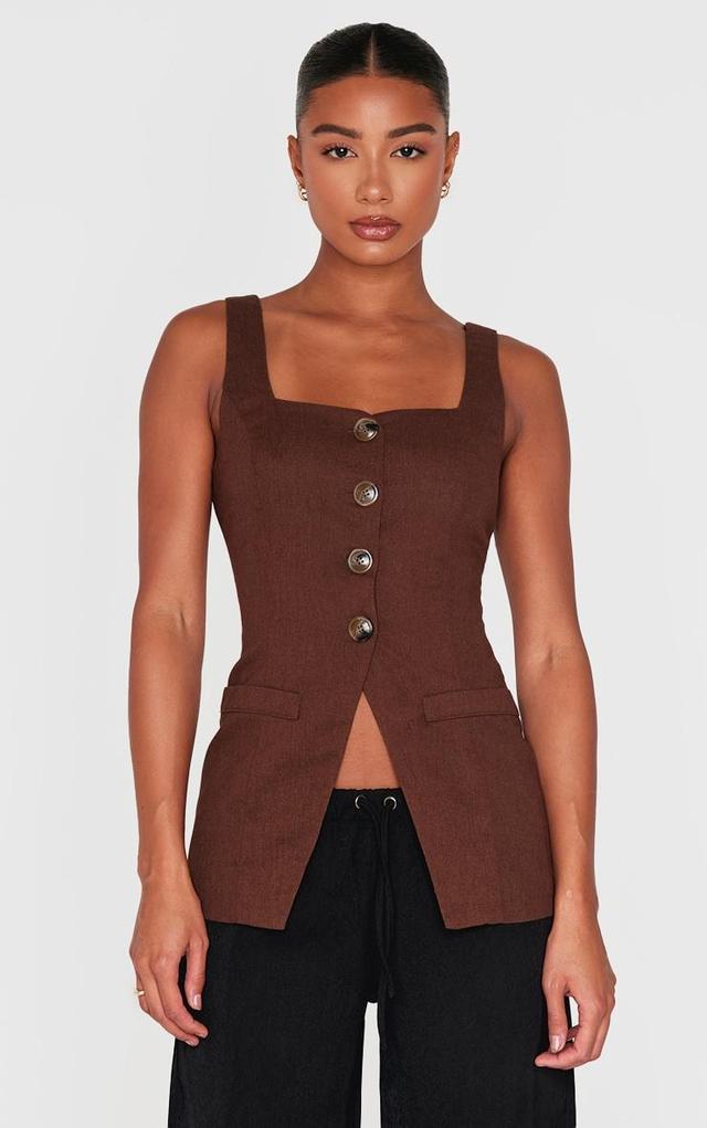 Chocolate Longline Square Neck Vest Product Image