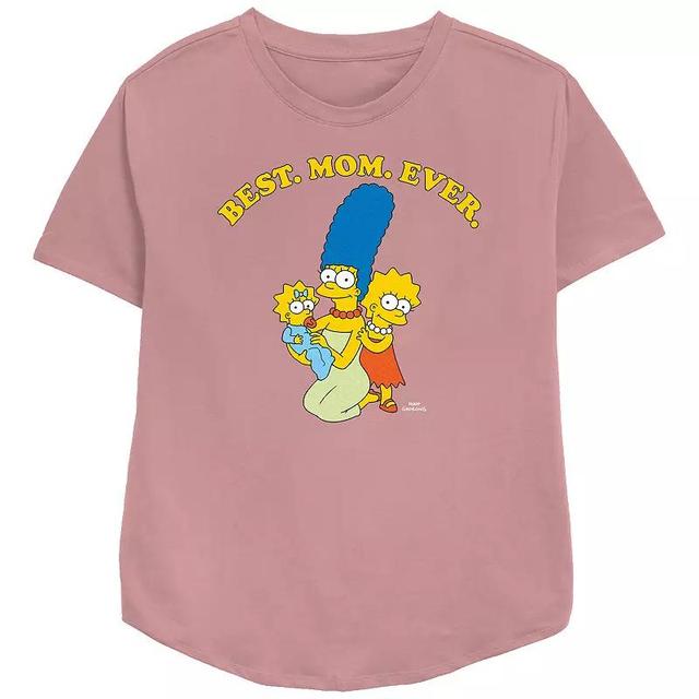 Womens The Simpsons Marge Best Mom Ever Relaxed Fit Graphic Tee Pink Product Image